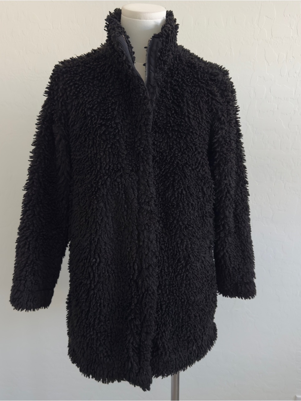 Banana Republic Black Teddy Faux-Sherpa Zip Jacket